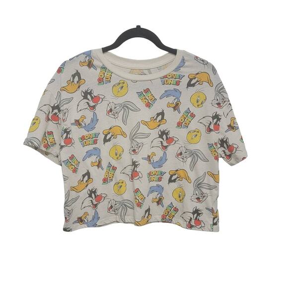 Loony Toones Crop All Over Print Tee Top, Large - Picture 1 of 6